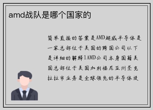 amd战队是哪个国家的